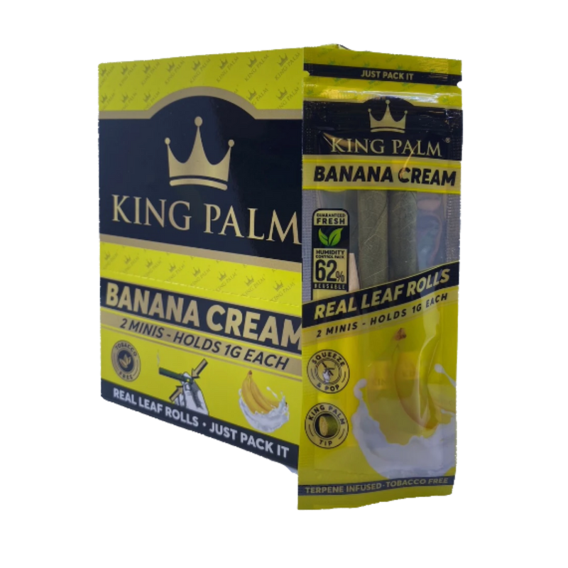 King Palm Super Slow Burning Wraps Pack with 2 Mini Rolls - Banana Cream - Holds 1g each - The Green Box