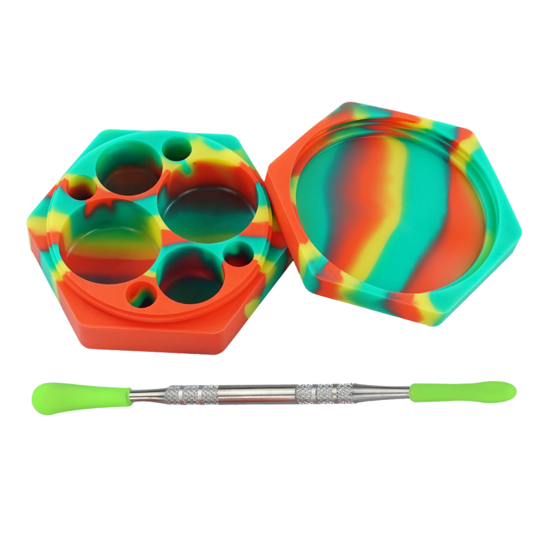 HexaHive 110ml Silicone Dab Container - Non-Stick, Split-Section, Dual-Compartment Honeycomb Design