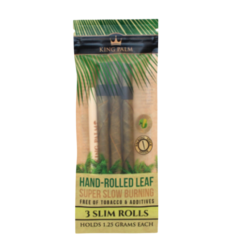 Full Box - King Palm Super Slow Burning Wraps Pack with 3 Slim Rolls - Holds 1.25g each