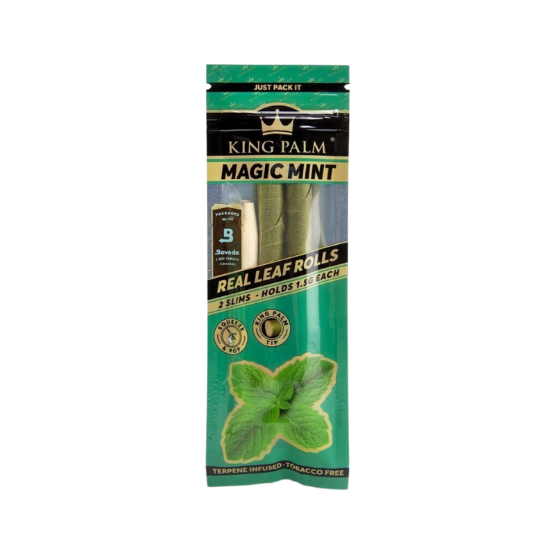 King Palm Super Slow Burning Wraps Pack with 2 Slim Size Pre-rolls - Magic Mint Flavour