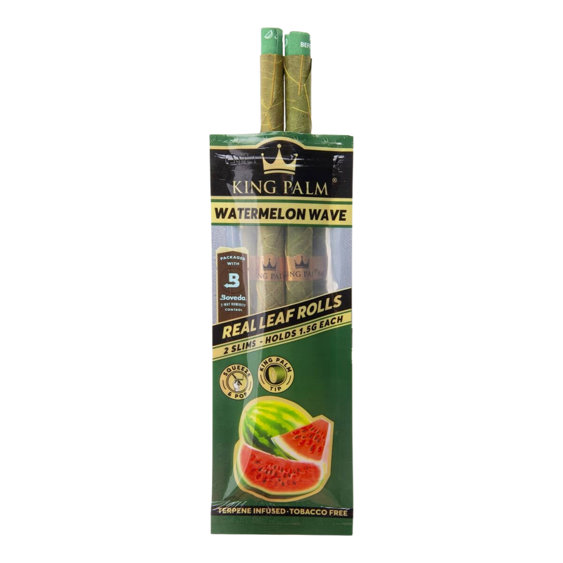 King Palm Super Slow Burning Wraps Pack with 2 Slim Size Pre-rolls - Watermelon Wave