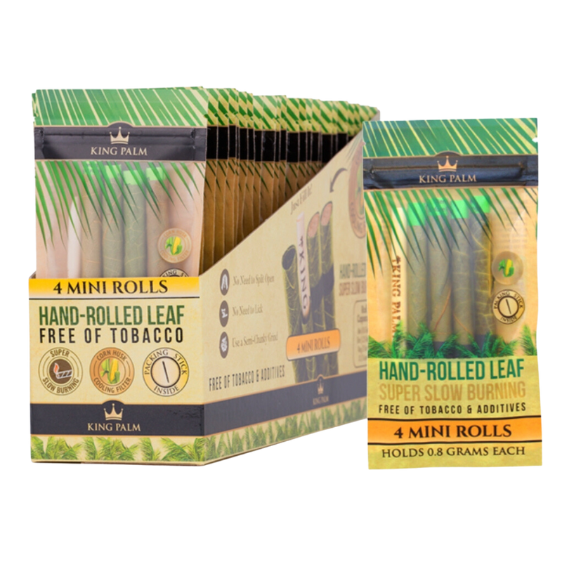 King Palm Super Slow Burning Wraps Pack with 4 Mini Rolls - Holds 0.8 Grams each