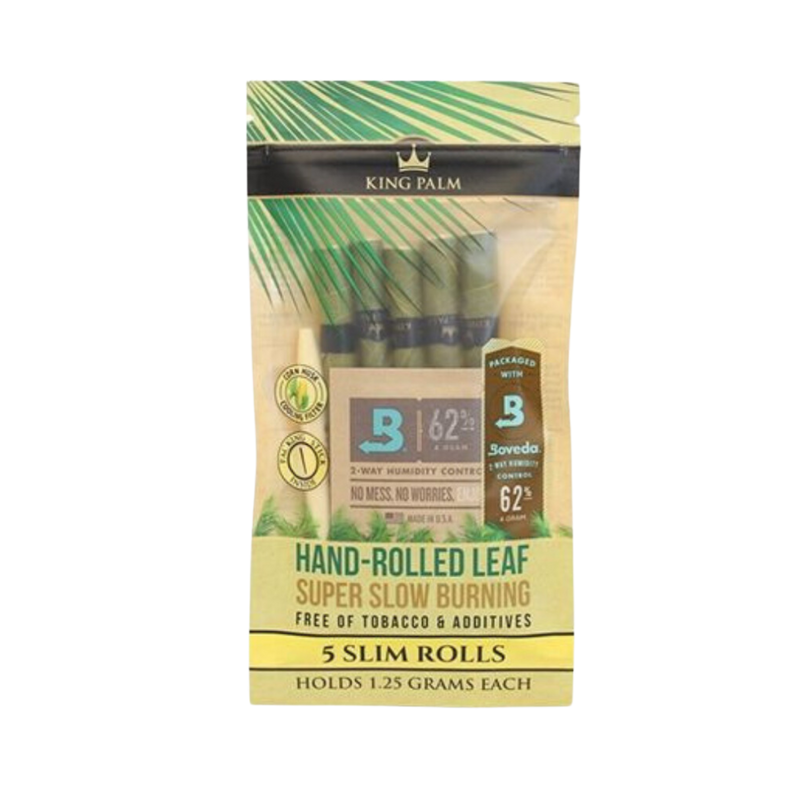 King Palm Super Slow Burning Wraps Pack with 5 Slim Rolls - Holds 1.25 Grams each