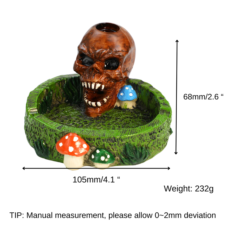 Mystic Skull Forest Ashtray - Enchanted Round Resin Design with Mushroom Accents